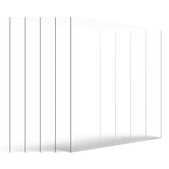 KFFKFF PET/Acrylic Panels, Set of 5, Plastic Material, Dimensions 24 x 36 Inch, 0.04 Inch Thickness, Transparent and Bendable Plastic Sheets for Artistic Endeavors, Substitute for Picture Frame Glass
