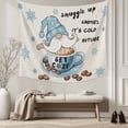 thumbnail image 5 of Blue Gnomes Tapestry for Bedroom Wall Hanging Tapestry, Coffee Snowflake Winter Rustic Ceiling Backdrop Tapestries Poster Blanket Wall Decor for Teens Room Living Room Dorm 51" x 59", 5 of 8