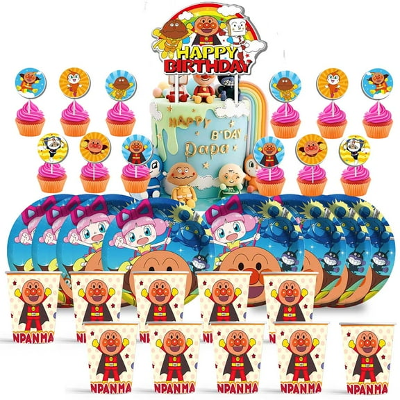Anpanman Birthday Cups Party Supplies Plates Fans Decorations Cake Topper Decor