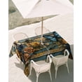 thumbnail image 3 of 60x120 Inch Outdoor Tablecloth with Umbrella Hole Zipper Rectangle Yellow Flower Butterfly Rectangular Tablecloths Outside Waterproof Teal Metal Striped Vintage Patio Table Cover for Picnic Party, 3 of 8