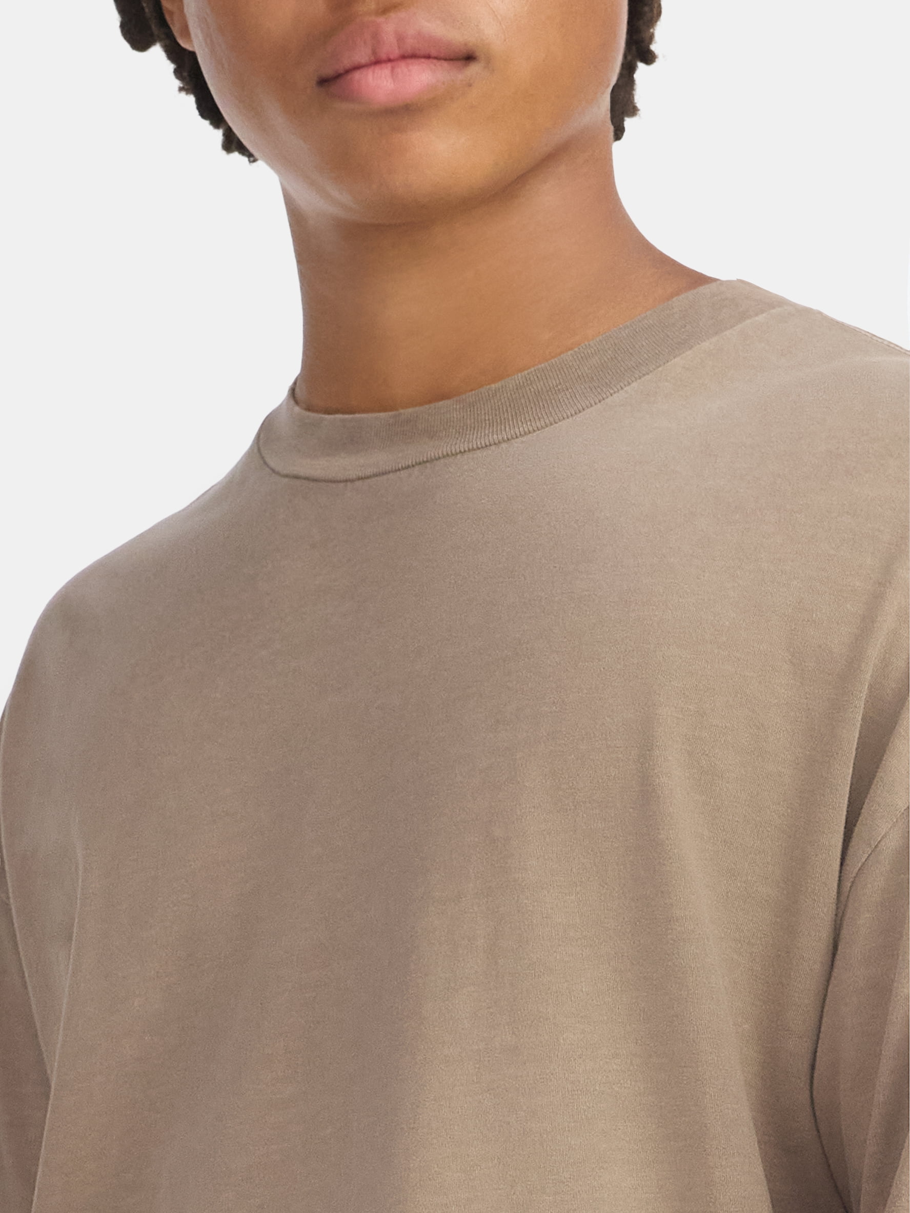 No Boundaries Cotton Oversized Tee with Long Sleeves, Men's & Big Men's