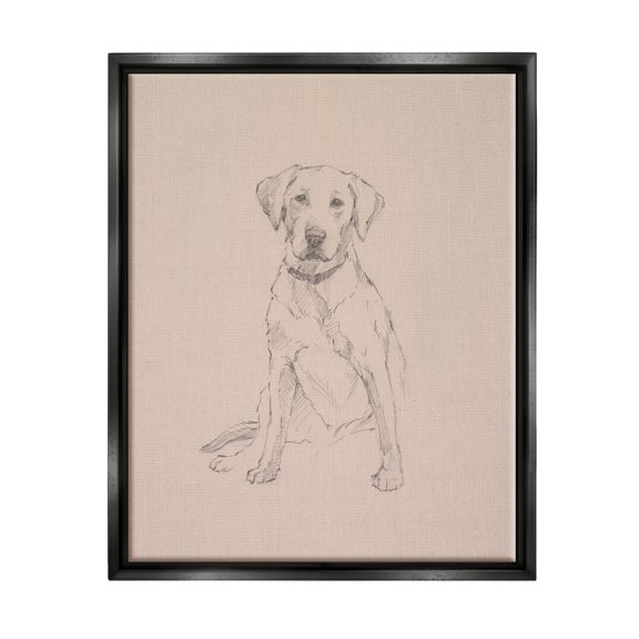 Stupell Retriever Drawing Animal Portrait Animals & Insects Drawing Black Floater Framed Art Print Wall Art