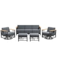 thumbnail image 2 of Unnifurnzi 5 Pieces Patio Furniture Set-Patio Conversation Sets with Swivel Rocking Chairs Patio Couch Set with Outdoor Ottomans for Deck Porch Poolside Balcony-Black/Dark Gray, 2 of 7