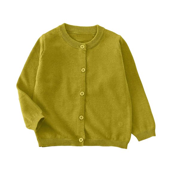 OYXSER Toddler Girls Long Sleeve Cardigan Sweater Button Up Knit Soft Crewneck Tops, Light Green 12-18M