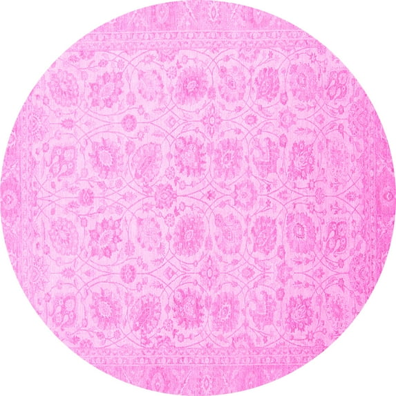 Ahgly Company Indoor Round Oriental Pink Traditional Area Rugs, 7' Round