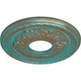 thumbnail image 3 of Ekena Millwork 12 1/8"OD x 3 1/2"ID x 1"P Palmetto Ceiling Medallion (Fits Canopies up to 4 7/8"), Hand-Painted Copper Green Patina, 3 of 6