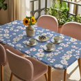 thumbnail image 3 of Watercolor Floral Table Cloths for 6 Foot Rectangle Tables, Spring Flower Leaves Botanical Blue Patio Waterproof Elastic Fitted Tablecloths, Washable Rectangular Table Cover for Camping, 3 of 8