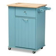 thumbnail image 1 of Baxton Studio Liona Sky Blue Finished Wood Kitchen Storage Cart, 1 of 14