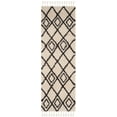 thumbnail image 2 of SAFAVIEH Moroccan Fringe Kingston Geometric Shag Runner Rug, Cream/Charcoal, 2'3" x 5', 2 of 7