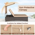 thumbnail image 4 of Gymax Daybed w/ Adjustable Backrests 2-Person PE Rattan Patio Bed w/ Canopy Outdoor Brown, 4 of 8