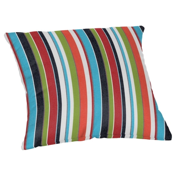 Casual Cushion Outdoor Throw Pillow, Striped Sunbrella Fade-Resistant for Patio Furniture, Adirondacks & Porch Swings, 20"W x 20"L, 6" thick, Reversible, Carousel Confetti