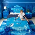 thumbnail image 4 of meiyoeat Ocean Wave Initial B Twin Comforter Sets For Boys,Kawaii Shark Water Monogram Art Bedding Set,Navy Blue Reversible,2-Piece,1 Comforter and 1 Pillowcase, 4 of 7