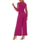 thumbnail image 3 of INSPIRAR CHIC Mono de Mujer Cuello en V Manga Larga Pierna Ancha Rompers de Fiesta XS Rosa Fucsia, 3 of 6