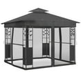 thumbnail image 3 of Outsunny 10' x 10' Outdoor Gazebo with Shelves and Netting, Double Roof Patio Gazebo Canopy Shelter, UV30+ Protected, 3 of 10
