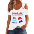 thumbnail image 1 of Tops de Hombro Frío para las Mujeres Día de la Independencia Impreso Fuera Del Hombro Blusa con Cuello en V, Fuera Del Hombro de las Mujeres, 1 of 4