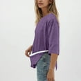 thumbnail image 4 of Guieoi Womens Tops Plus Size Trendy Women's Casual Print Round Neck 3/4 Sleeve T-shirt Blouse Purple Black*Friday/Cyber*Monday, 4 of 8