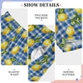 thumbnail image 4 of Wobogo Blue Plaid Lemon Long Pajama Pants Bottoms Soft Sleepwear with Pockets, 4 of 9