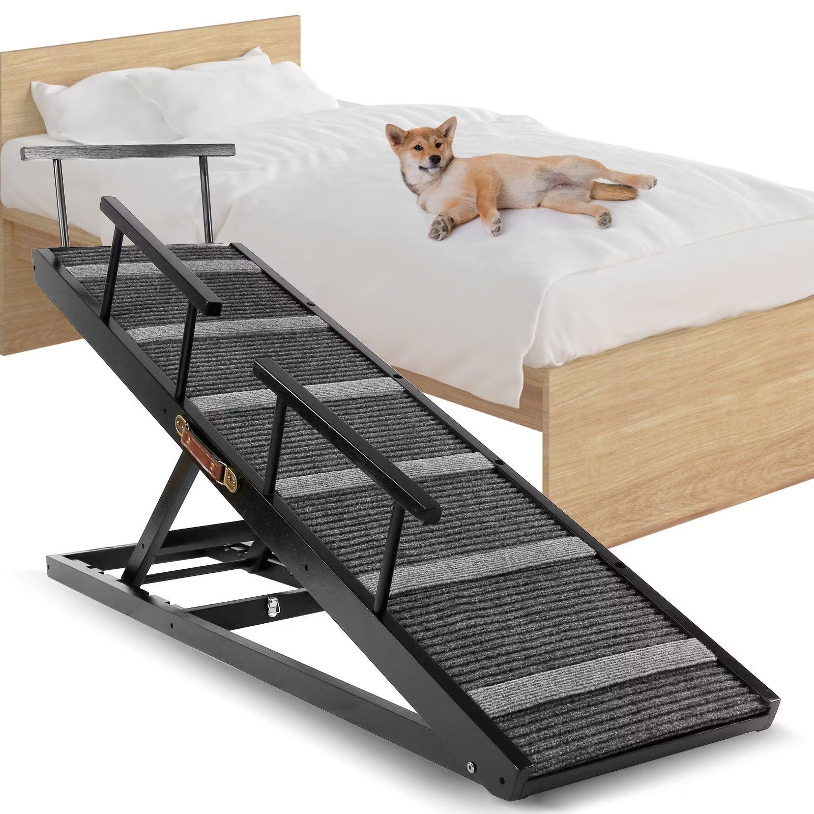 MOPHOTO Adjustable Pet Ramp,Folding Dog Ramp,AntiSlip Cat Ramp,Supports up to 250 lbs