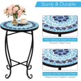 thumbnail image 5 of RELAX4LIFE Side Table Outdoor Mosaic Round 14 Inch W/Glass Table Top and Steel Frame for Patio, Lawn, Garden, Balcony and Home Decor Small End Table (Blue), 5 of 8
