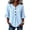 Light Blue, variant on Ohufall Women Shirts Striped 3/4 Sleeve Button Ruffled Tops Solid Color V Neck Fashion Casual T Shirts