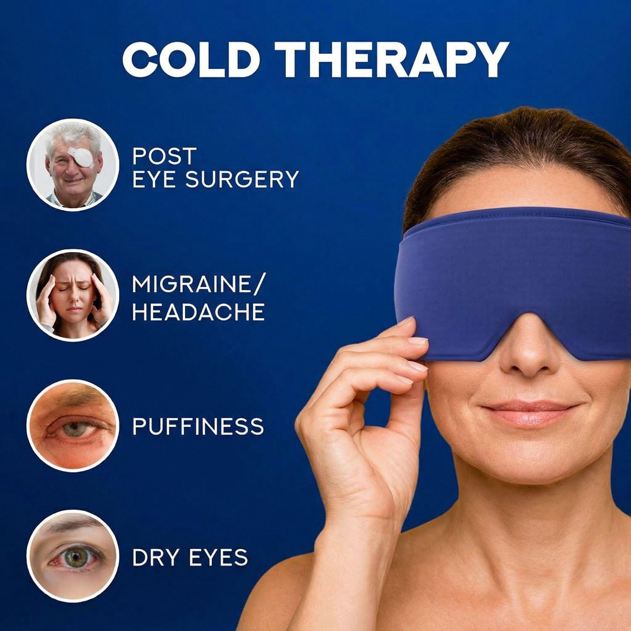 FACEMOON Adults Ice Silk Soft Comfort Gel Cooling Sleep Eye Mask for Tired Eyes, Puffy Eyes, Dark Circles with Storage Bag, Blue