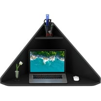 CRXX Corner Floating Desk, Wall Mounted Computer Desk with Storage Shelf, Space-Saving Writing Desk, Triangle Laptop Desk for Living Room, Study, Bedroom, Home Office & Small Spaces (Black)