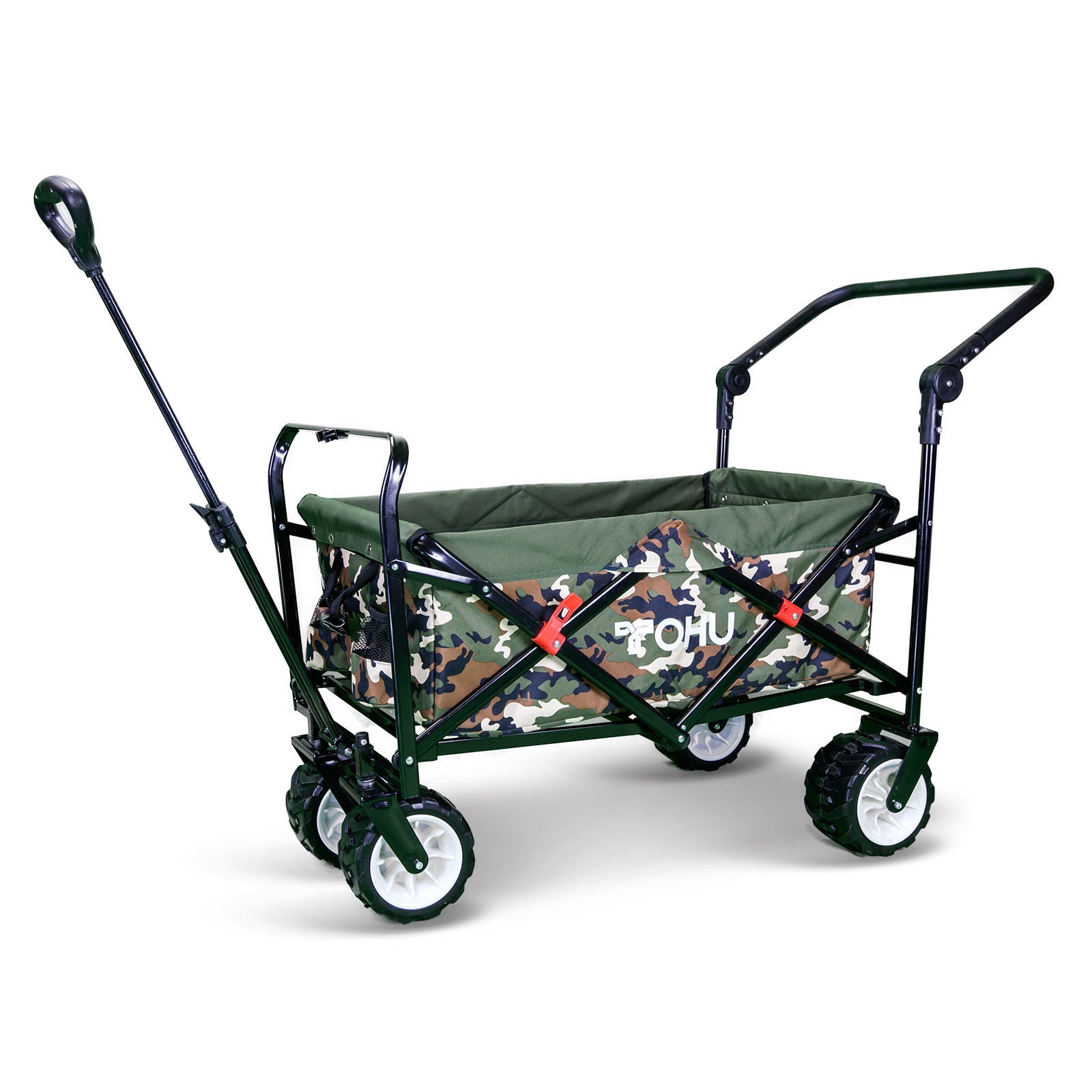 Pull Push Collapsible Utility Folding Wagon Cart with All Terrain Wide