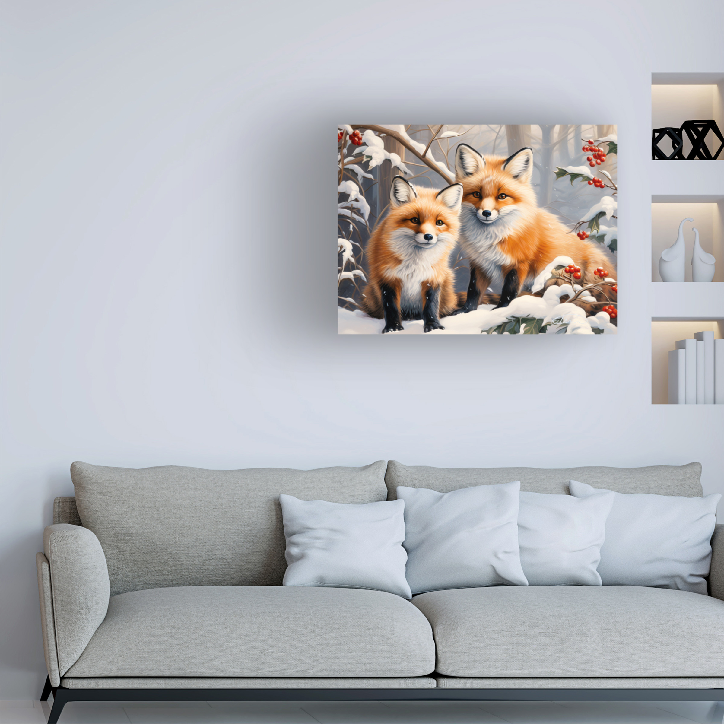 Canvas Wall Art - Stewart 'Best Friends First Winter' Wall Art for Living Room, Bedroom, or Office DÃ©cor by Trademark Fine Art - 19 x 14 Inches