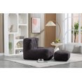 thumbnail image 4 of Modern Velvet Bean Bag Chair with Foot Stool, Soft Memory Foam Lazy Sofa Chair with Ottoman for Dorm, Bedroom, Living Room, Black, 4 of 9