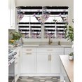 thumbnail image 4 of Pink Flowers Swag Curtains for Living Room/Bedroom Windows, Spring Floral Watercolor Botanical Farmhouse Striped Kitchen Curtains and Valances Set 36 Inch Length, Swags Valance Curtain Panels, 4 of 5