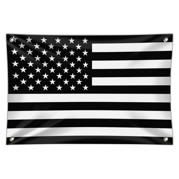 Subdued American USA Flag Black White Military Tactical Home Business Office Sign