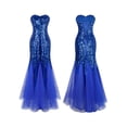 thumbnail image 5 of Angel-fashions Vintage Blue Sequin Contrast Tulle Dress Off Shoulder Sweetheart Neck Lace Up Back Long Evening Gown 1127 XX-Large, 5 of 7