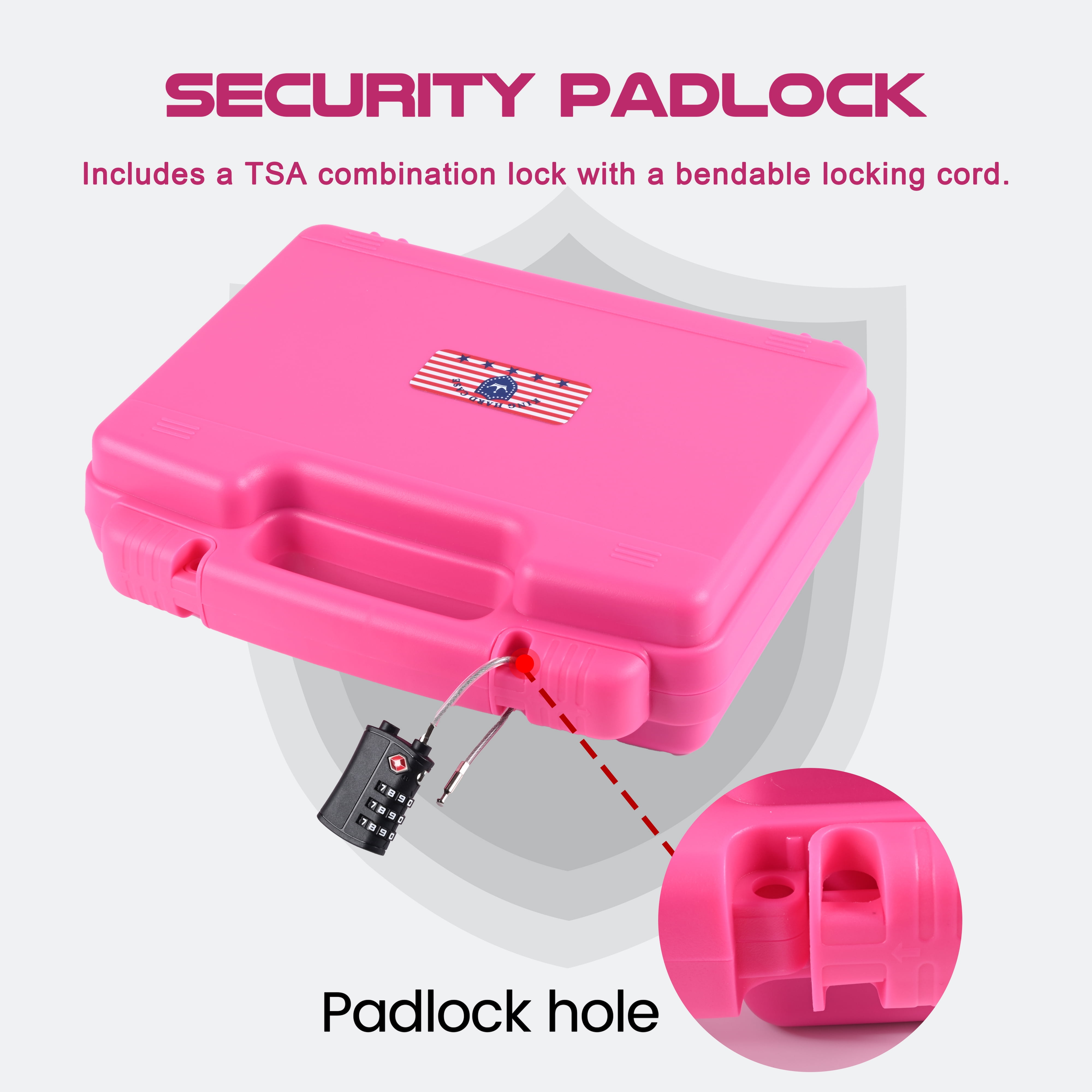 Pink 9mm Lockable Gun Case – TSA Approved Firearm Travel Case with 1 TSA Lock, Hard Shell Pistol Case for Handgun and Revolver
