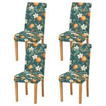 Yayeee 4 Pack Dining Chair Covers Stretch Parson Chairs Slipcovers Seat Protector, Floral Orange Pattern