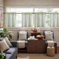 thumbnail image 3 of Striped Linen Kitchen Curtains 24 Inches Length Tier Curtains Farmhouse Modern Cafe Style Small Window Treatments Airy Light Filtering Rod Pocket for Living Room Bathroom 2 Panels Sage Green, 3 of 8