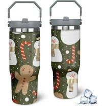 Christmas 30oz Stainless Steel Tumbler with Lid and Straw - Holiday Reindeer & Christmas Tree Design, Insulated Travel Mug for Hot and Cold Beverages, Great for Car and Office