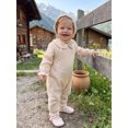 thumbnail image 5 of Cjfdfy Newborn Baby Girl Fall Outfit Collar Long Sleeve Solid Color Romper And Cotton Hat Infant Cute Fall Winter Outfits Baby Coming Home Outfit  ﻿0-12 Months, 5 of 9