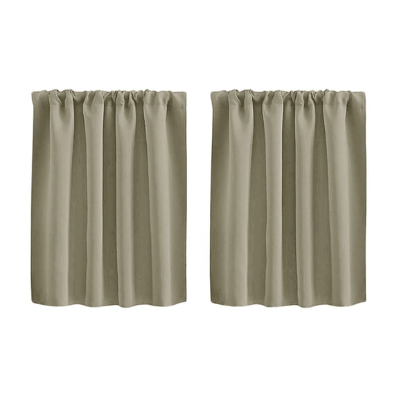 Window Short Curtains High Density Blackout Cafe Tier Panels for Small Windows Kitchen Bedroom Bathroom Basement Decor, Khaki (1Pair)
