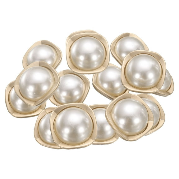 Uxcell 10pcs 40L Pearl Gold Metal Sewing Buttons 25mm 1" Round Women Coat Buttons with Plastic Shank Replacement DIY Button for Sewing Clothing Sweater Decoration Craft, #5