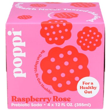 Poppi Alix Earle Raspberry Rose Prebiotic Soda, 12 oz, 12 Pack Cans ...