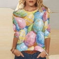 thumbnail image 7 of cocolona Womens Easter 3/4 Sleeve Shirts Cute Bunny T-Shirts Summer Crew Neck Tops Graphic Tees, 7 of 7