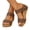 Brown, variant on Women's Platform Sandals Summer Open Toe Cork Heeled Slides Sandal Comfy Slip On Non-Slip Platform Wedge Sandals