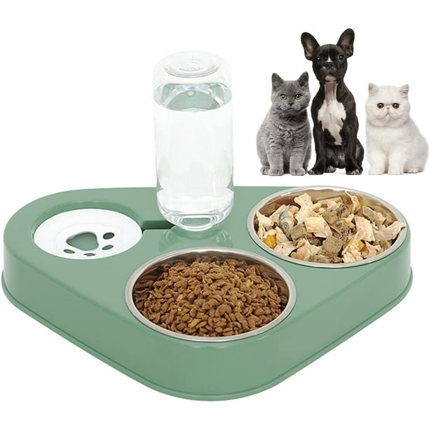 YOITEA Cat Food Water Bowl: 3 in 1 Stainless Steel Dog Double Bowl