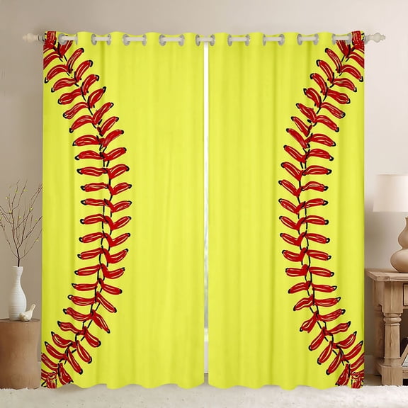 Erosebridal Baseball Softball Black Out Curtains for Kids, Sport Game Curtains Pack of 2 (42x63 Each)