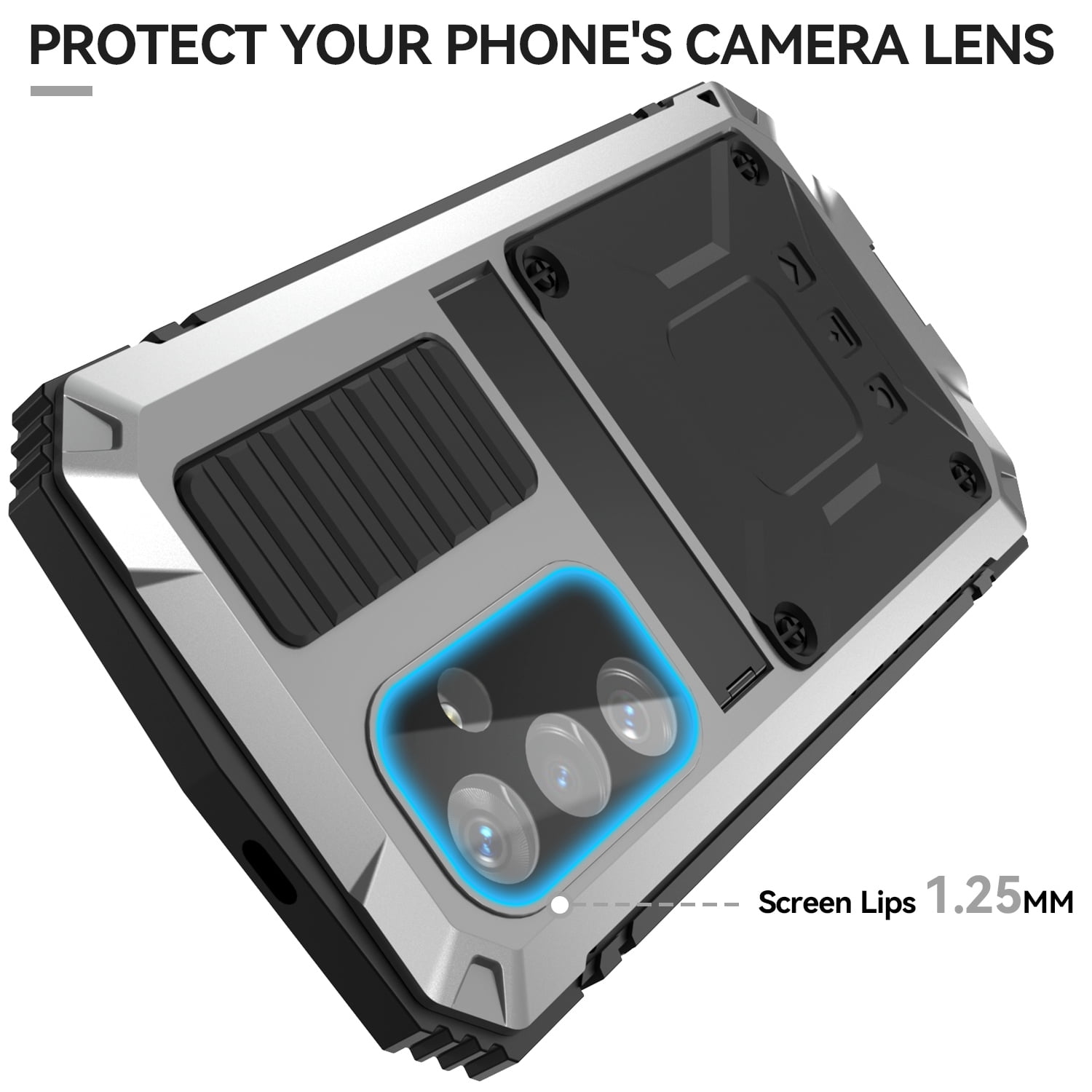 for Samsung S24 Metal Case, with Kickstand Screen Protector Case Sturdy Military Armor Durable Full Body Heavy Duty Shockproof Drop Tested Outdoor Case for Galaxy S24 - Silver