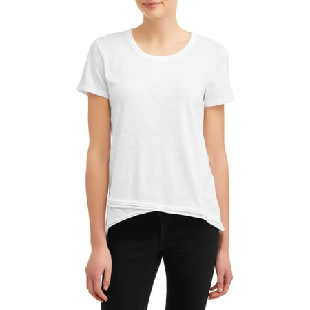 Women's Asymmetric Hem Short Sleeve T-Shirt (Best Friend Shirts H&m)
