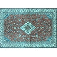 thumbnail image 1 of Ahgly Company Indoor Rectangle Medallion Light Blue Traditional Area Rugs, 2' x 4', 1 of 4