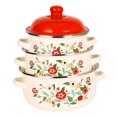 thumbnail image 1 of Juego de 3 ollas esmaltadas, ollas esmaltadas para cocción a fuego lento, utensilios de cocina, ollas portátiles para sopa Rojo, 1 of 9