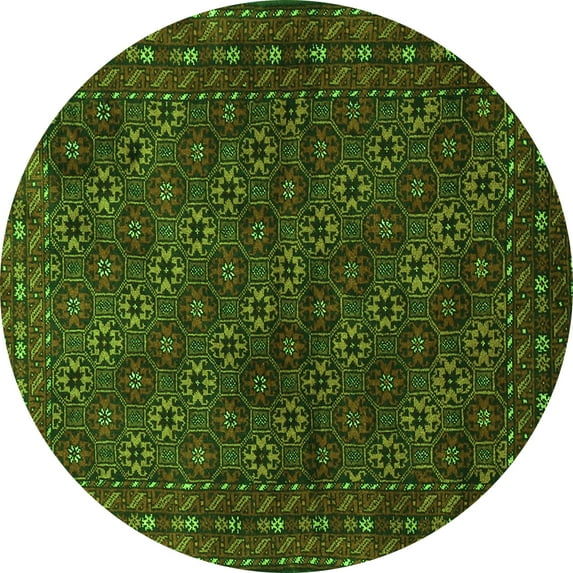 Ahgly Company Indoor Round Persian Green Traditional Area Rugs, 8' Round
