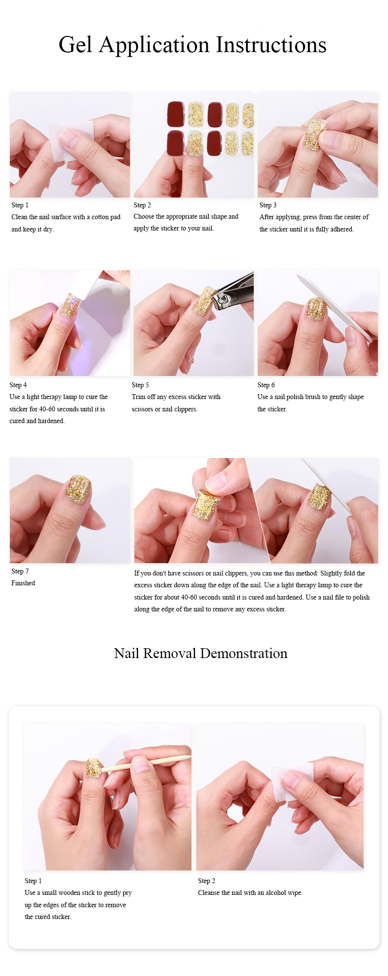 French Gel Nail Stickers, Hot Stamping, Onion Powder, Heat Lamp Hardening, Semi-Cured Nail Stickers - Nf240141